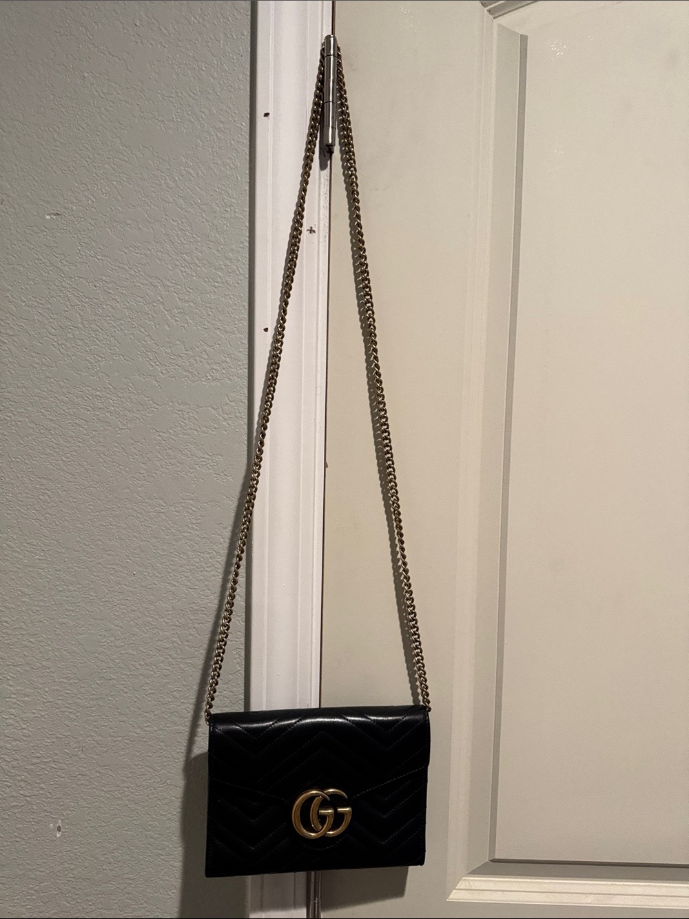 Gucci Black Quilted Crossbody with Gold Double G